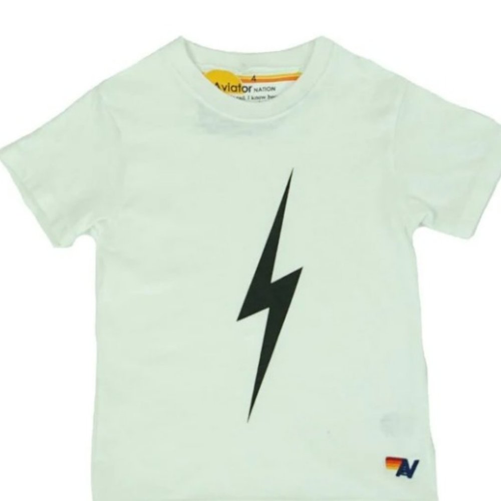 Kids Aviator Nation - white bolt tee
